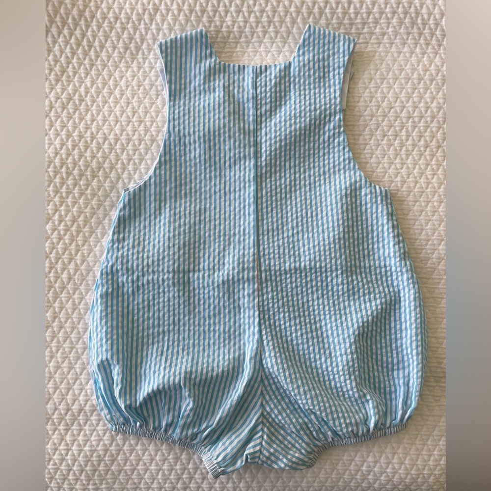Bailey Boys Blue Seersucker Bubble 9-12 months
